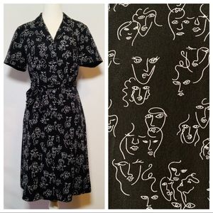 Abstract Printed Button Up Pocketed Day Dress!